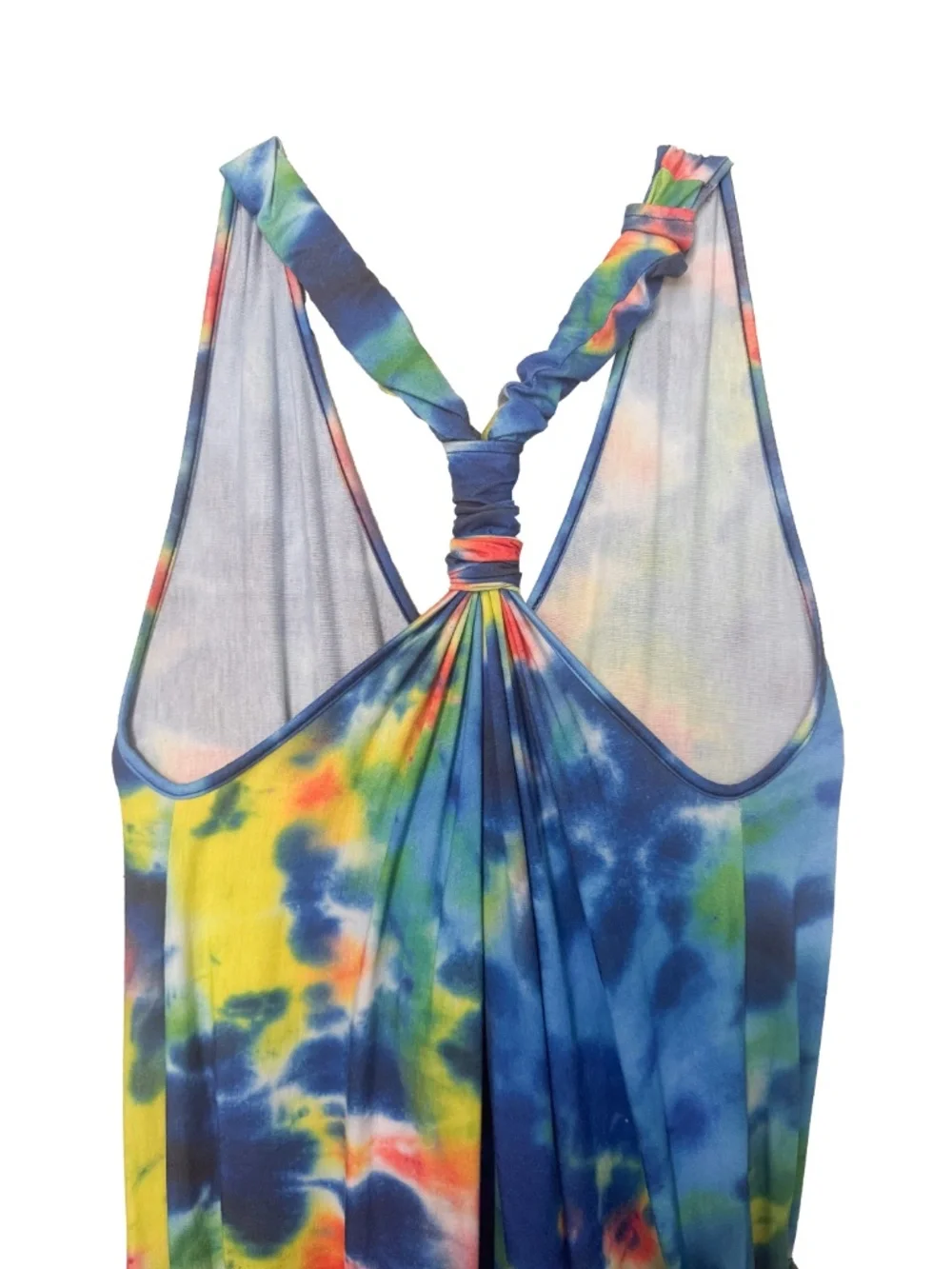 LILY by FIRMIANA Tie Dye Stretch Racerback Romper Pockets Boho Harem Jumpsuit XL